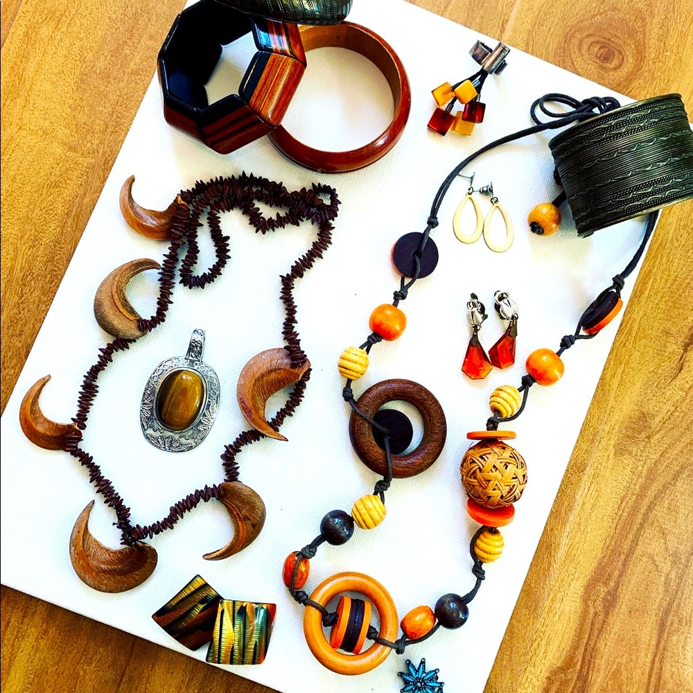 Vintage Earthy Boho Statement Jewellery Set